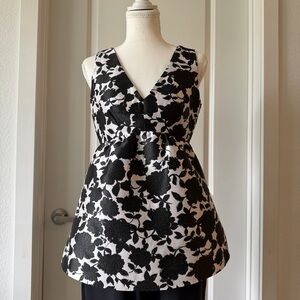 kate spade Black and White Floral V-Neck Tunic